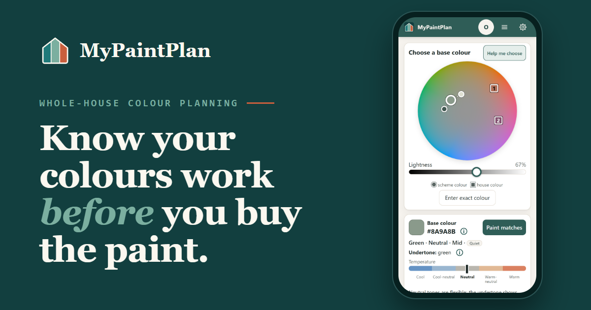 I built MyPaintPlan, a whole-house paint colour planner that matches your colours to 50,000+ real pa